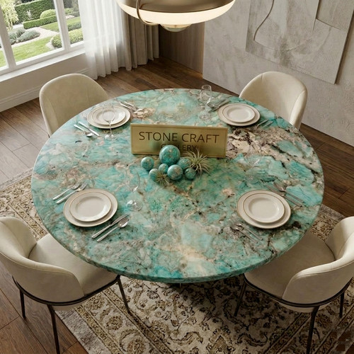 Round amazonite quartzite - round,